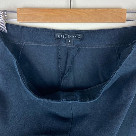 Lafayette 148 Side-Slit Straight Leg Trouser Pant - Black - Picture 7 of 7